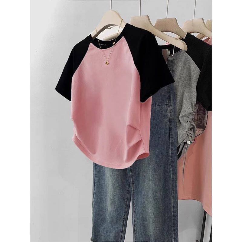 Women's Cotton Stretch Sleeve Stitching Top
