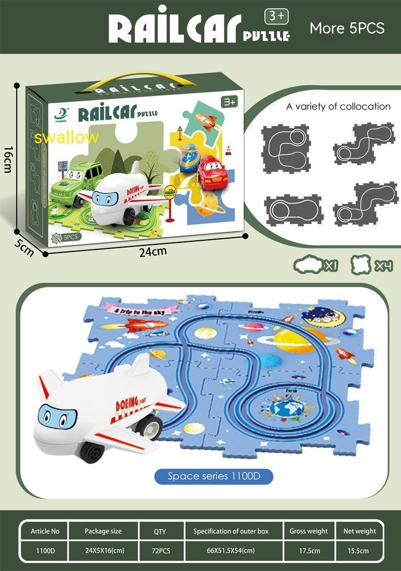 Children Puzzle Electric Car Automatic Rail City Scene Construction Education Toy Gift