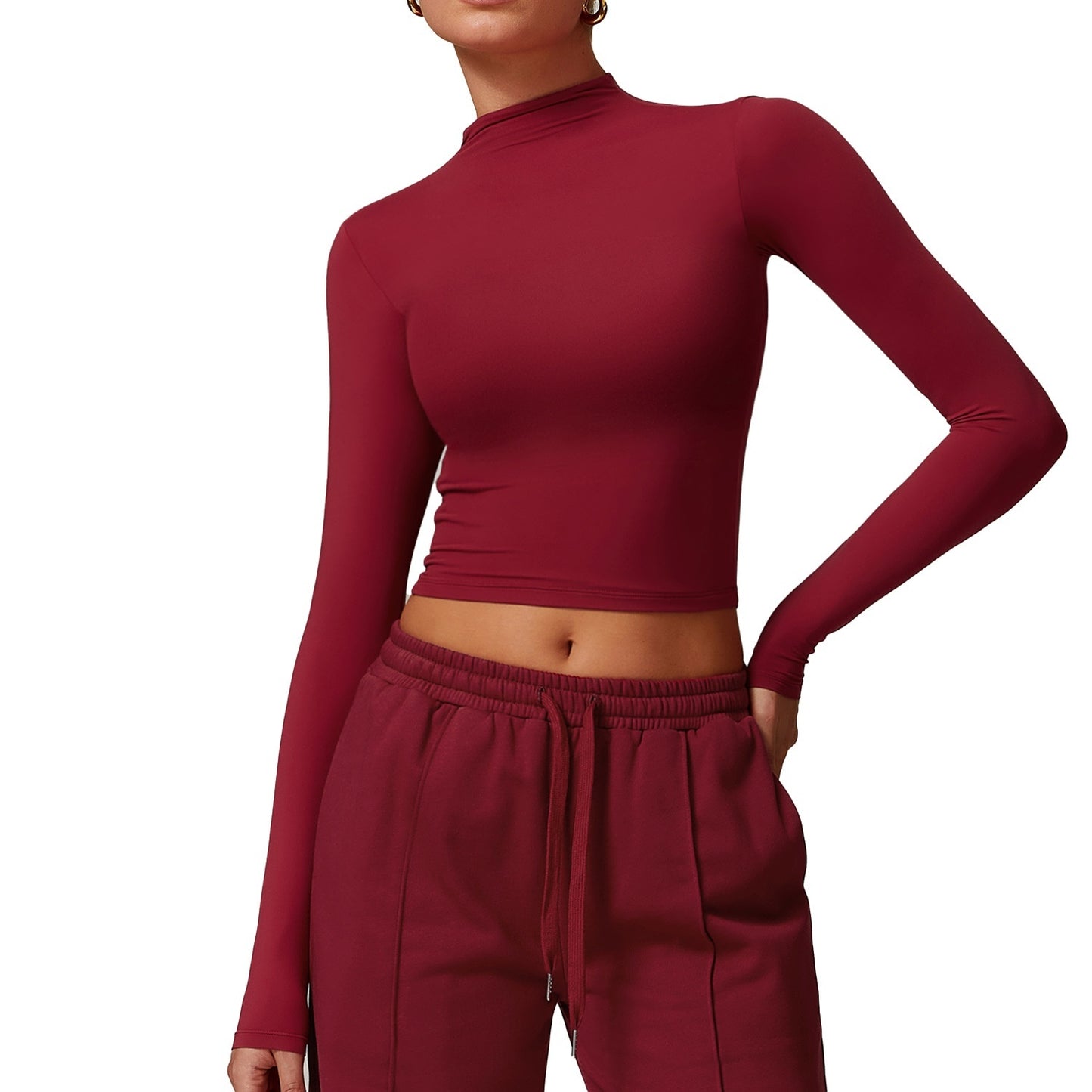 Long-sleeved Top High Collar Tight-fitting