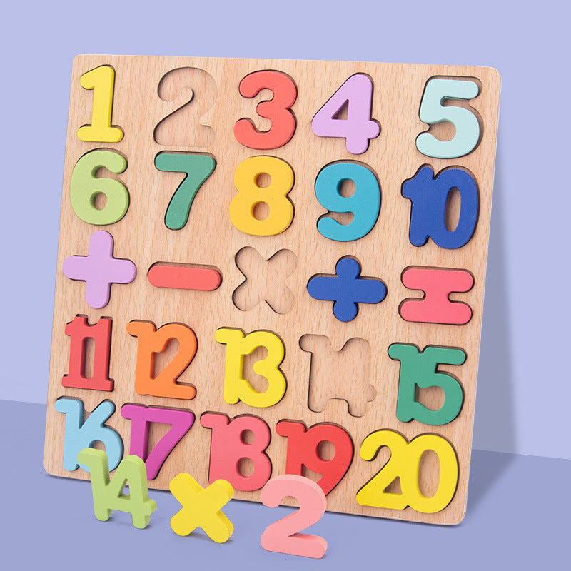 Wooden Numbers Letters Puzzle Board Educational Toys
