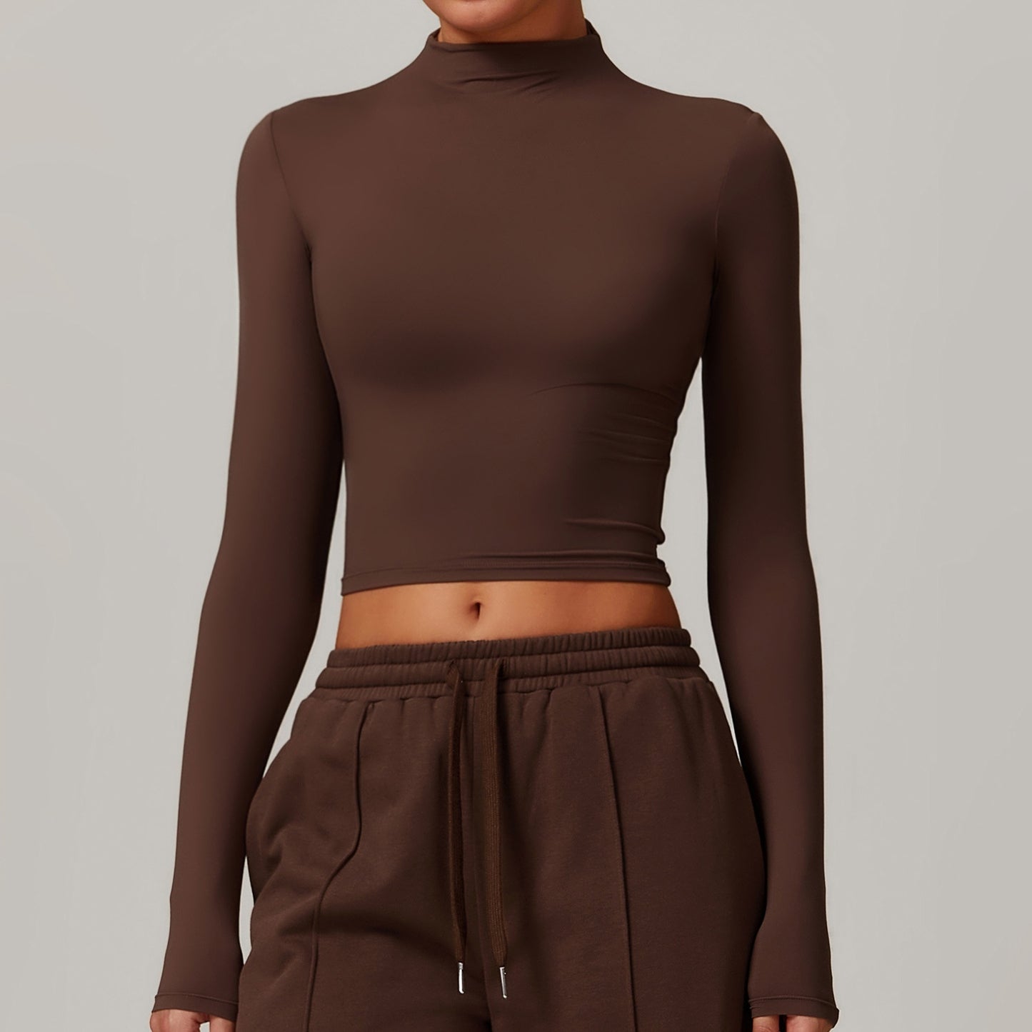 Long-sleeved Top High Collar Tight-fitting