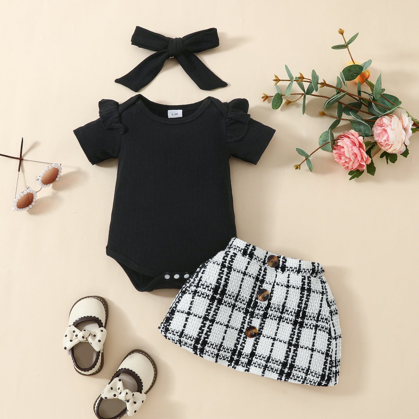 Babies' Short-sleeved Blouse Skirt
