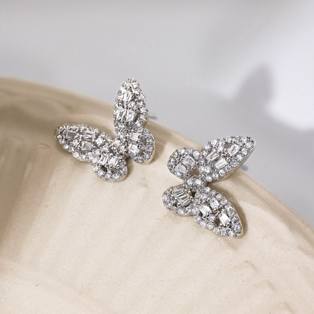 Sterling Silver Stud Earrings Zircon