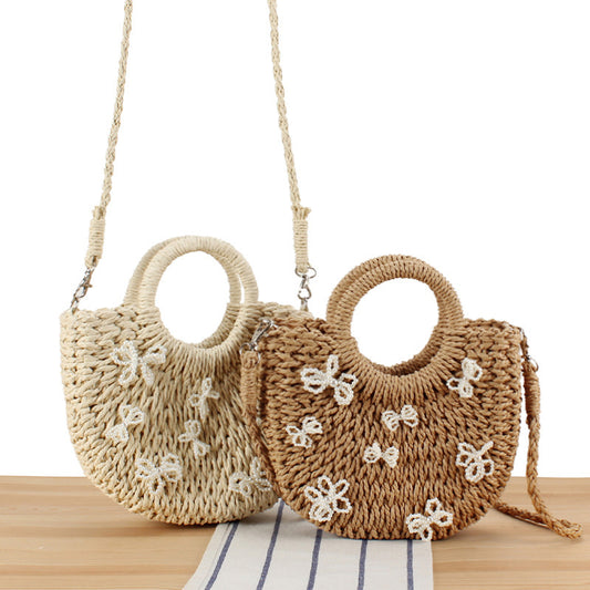 Semicircle Paper-string Woven Beach Handmade Bag