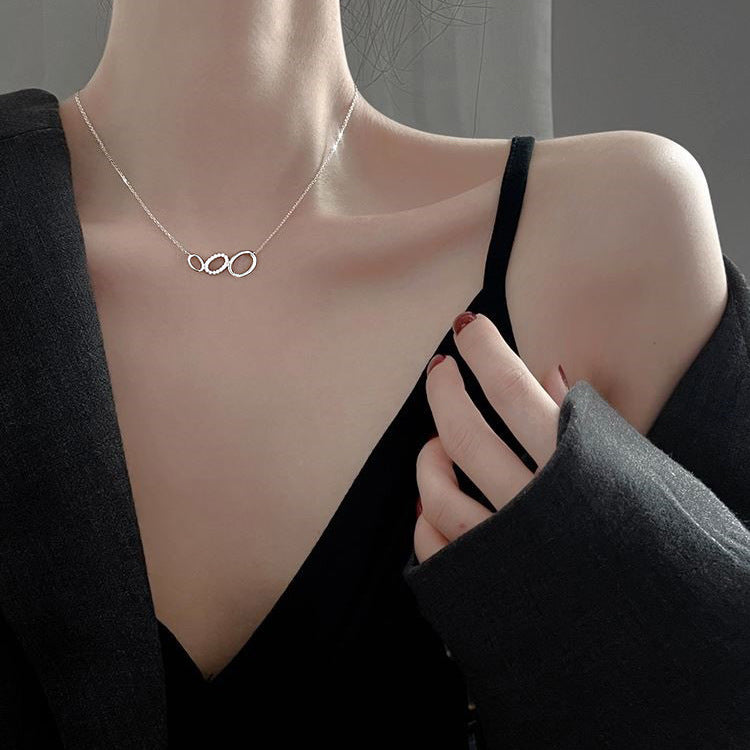 Sterling Silver Three-ring Necklace