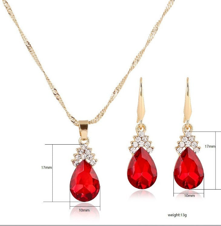 Diamond Crystal Necklace Earrings Set