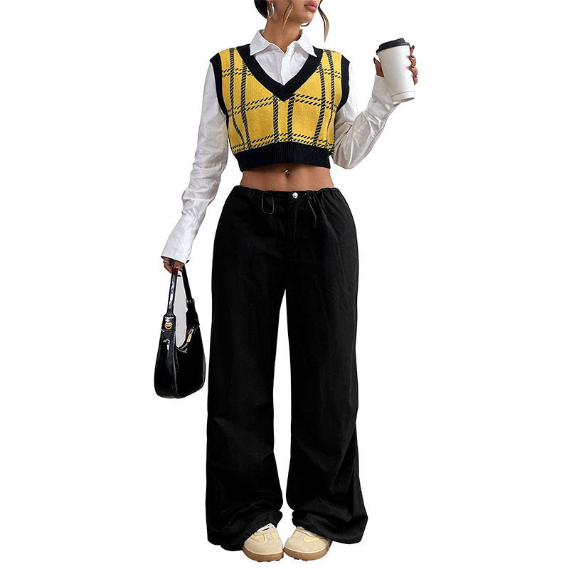 Women's V-neck Plaid Waistcoat