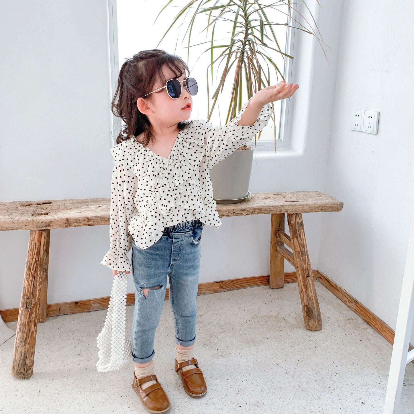 Shirt long-sleeved hooded doll shirt