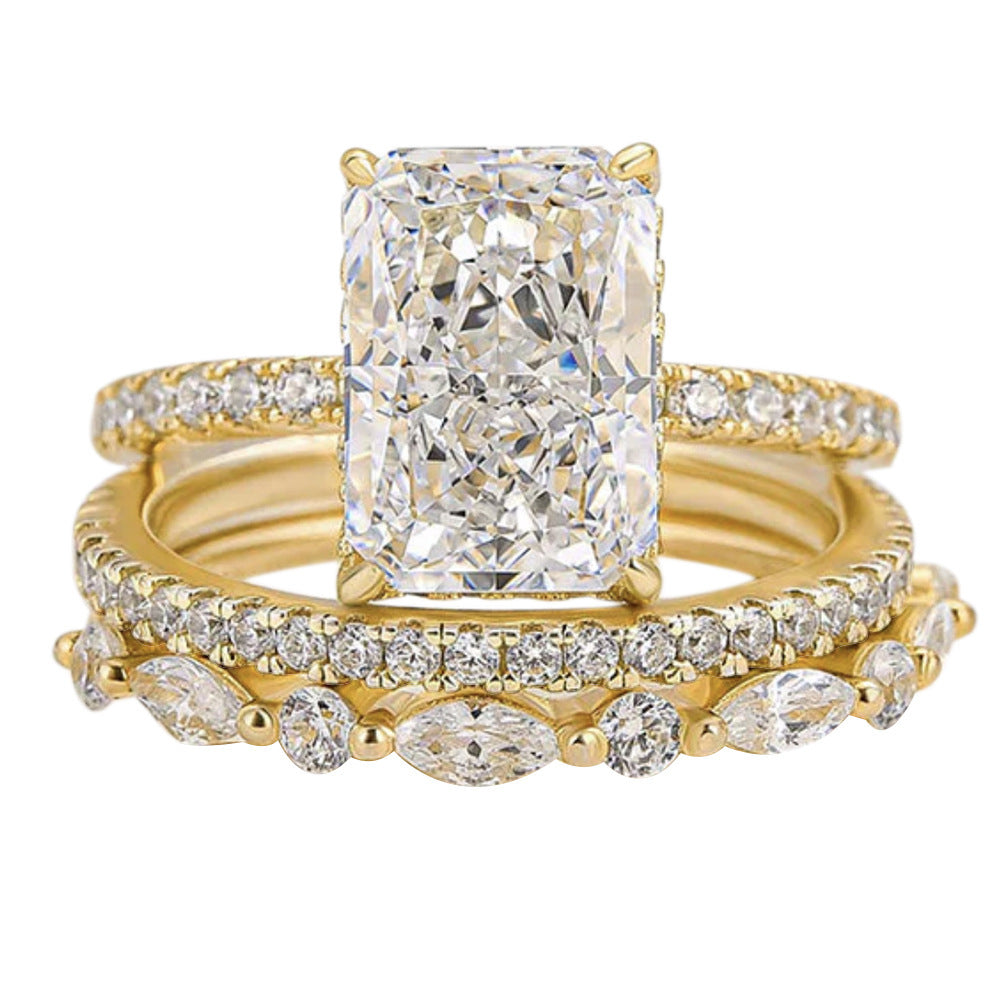 Silver Super Shiny Ice Flower Cut Zircon Ring