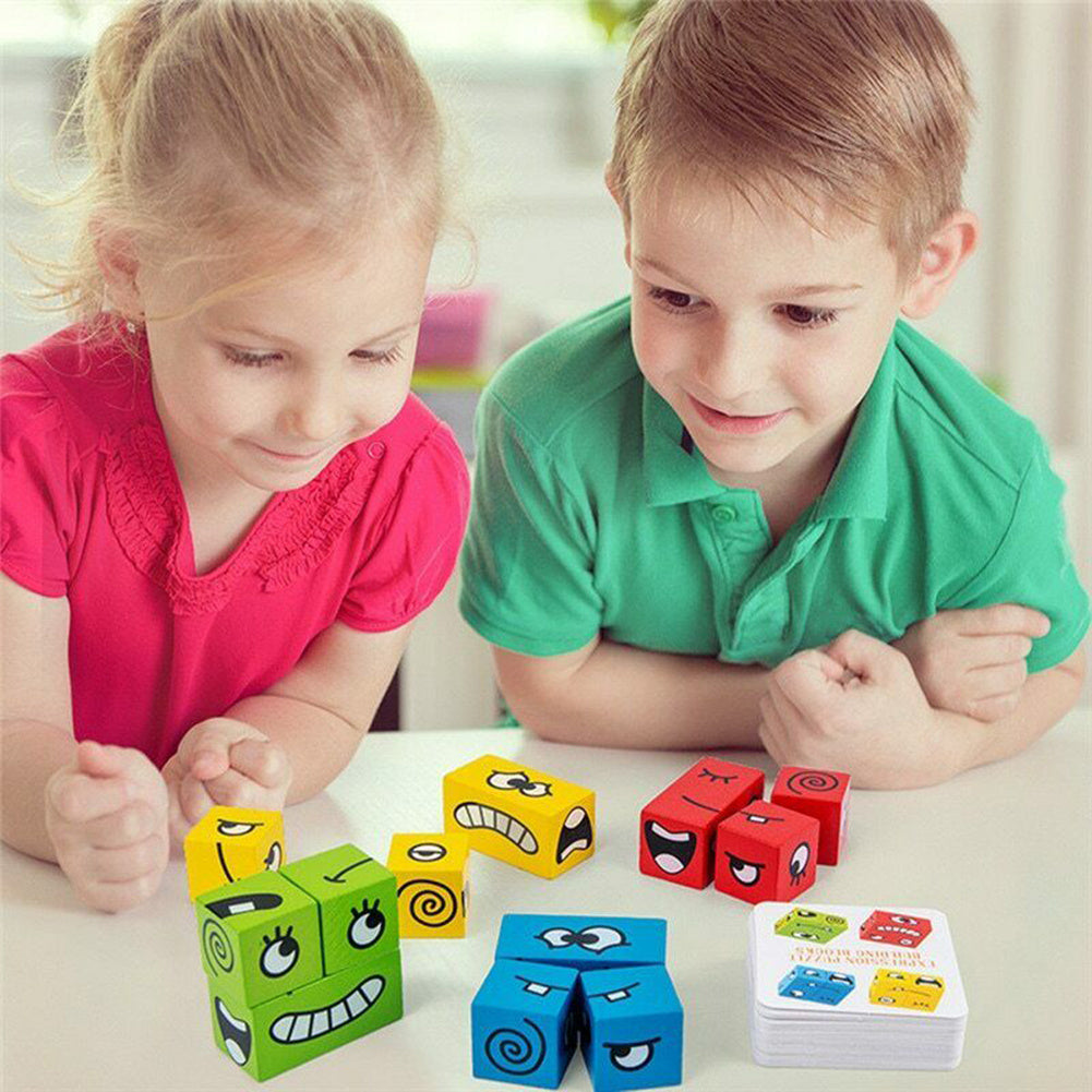 Wooden Expressions Toy Wooden Magic Cube Face