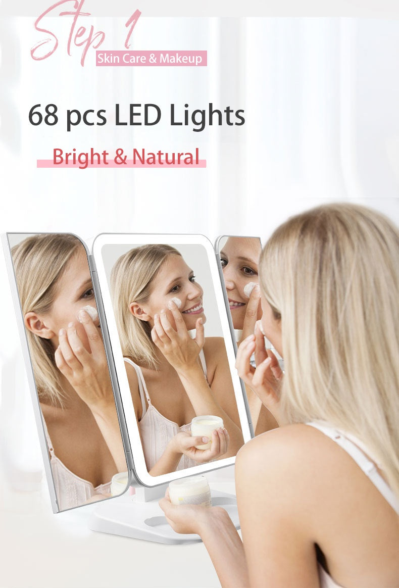 Trifold Makeup Mirror With Light