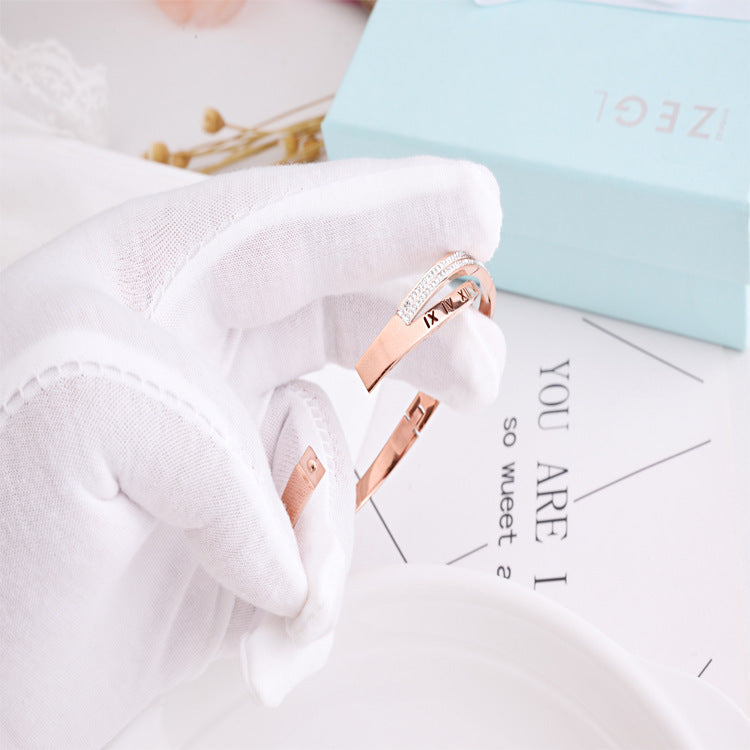 Roman Word Diamond Bracelet