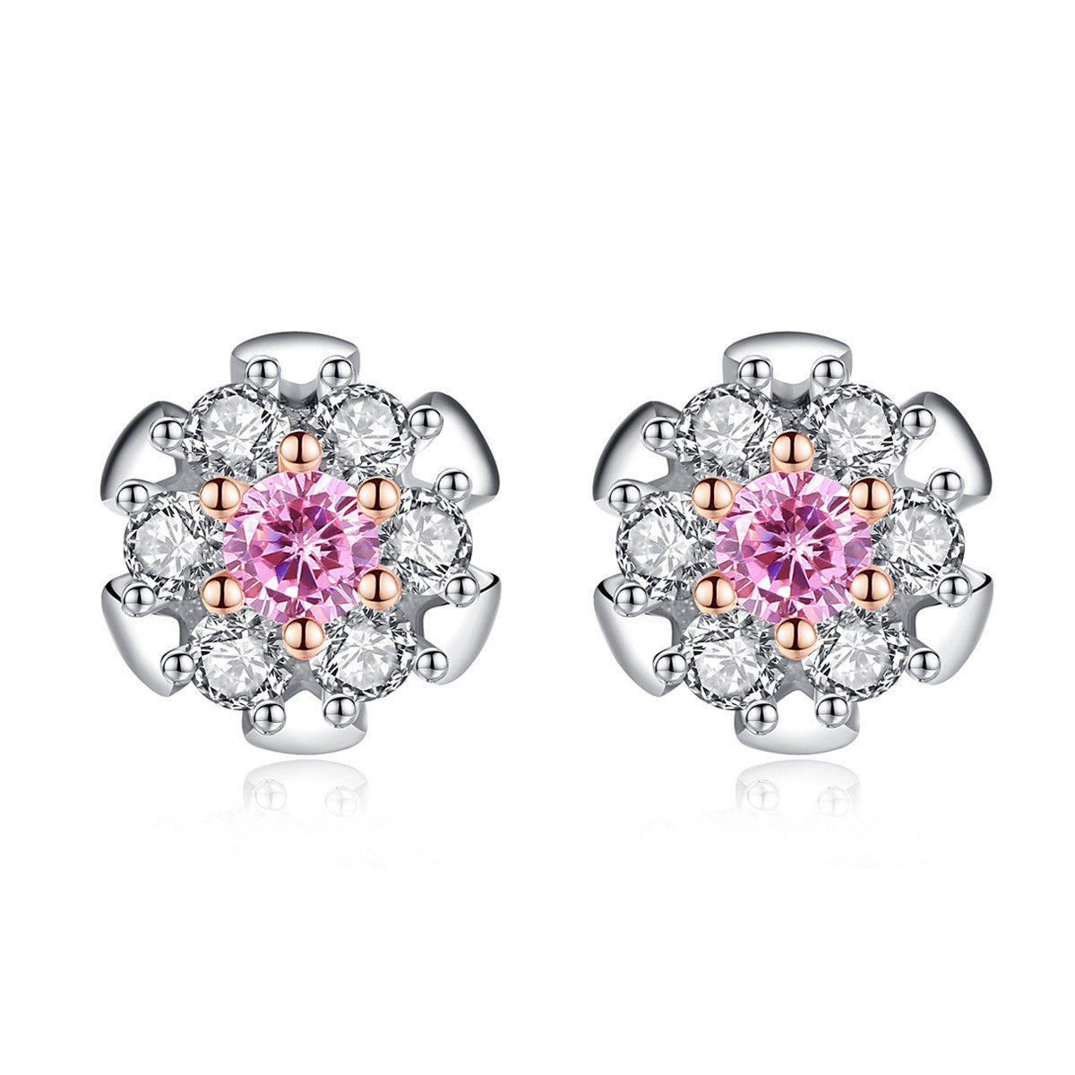 Two-Tone Gold Flower Bud Earrings