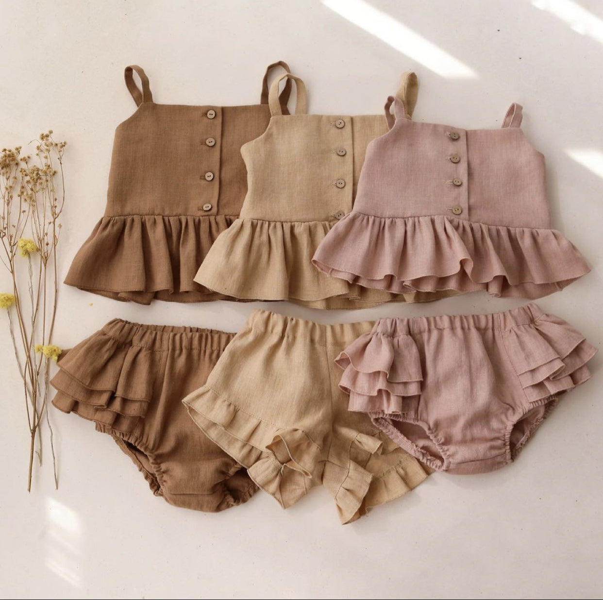 Ruffled Shorts Girls Two-piece Infant Clothing