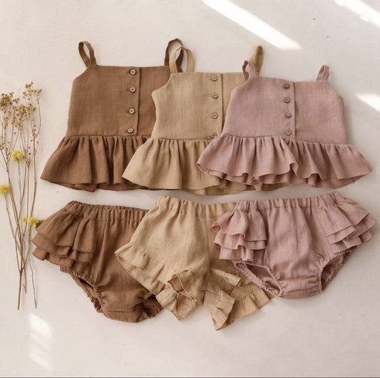 Ruffled Shorts Girls Two-piece Infant Clothing