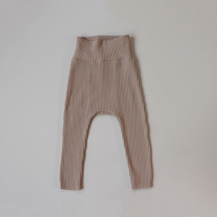 Leggings Girls Solid Color High-waisted Trousers