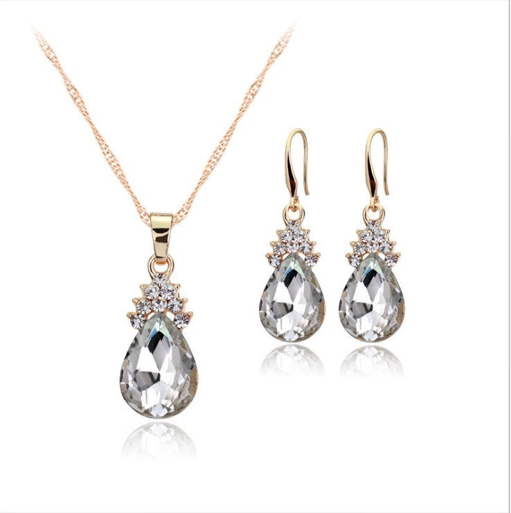 Diamond Crystal Necklace Earrings Set