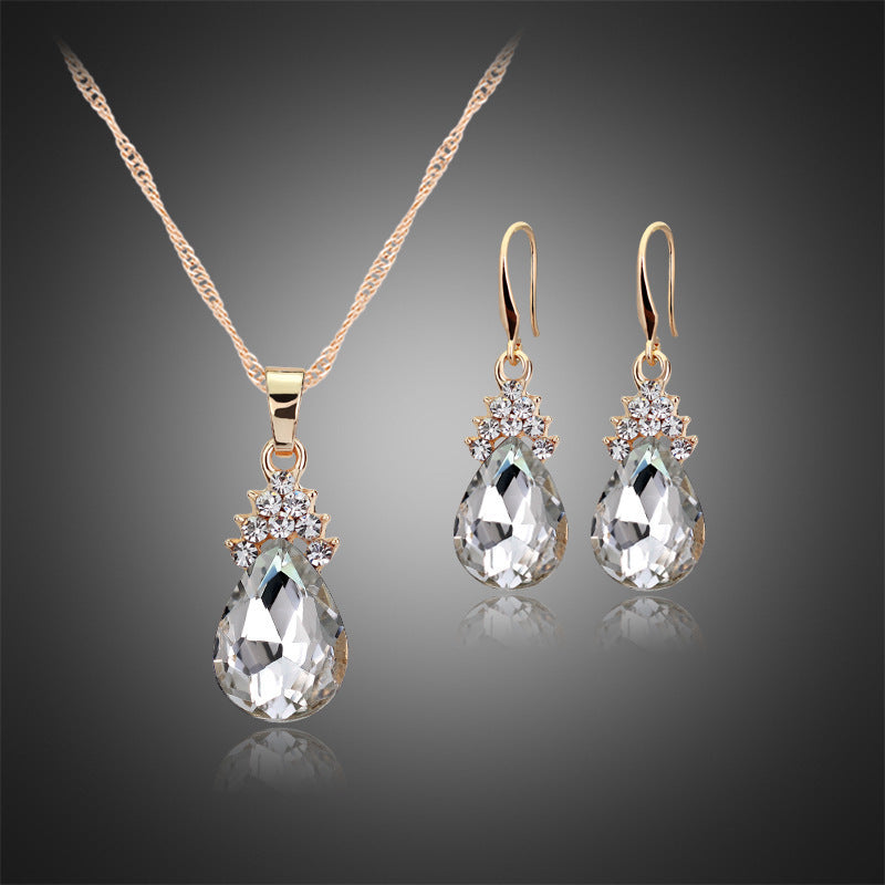 Diamond Crystal Necklace Earrings Set
