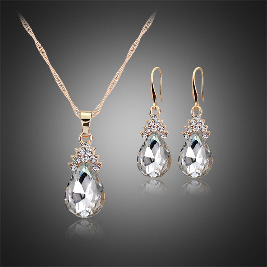Diamond Crystal Necklace Earrings Set