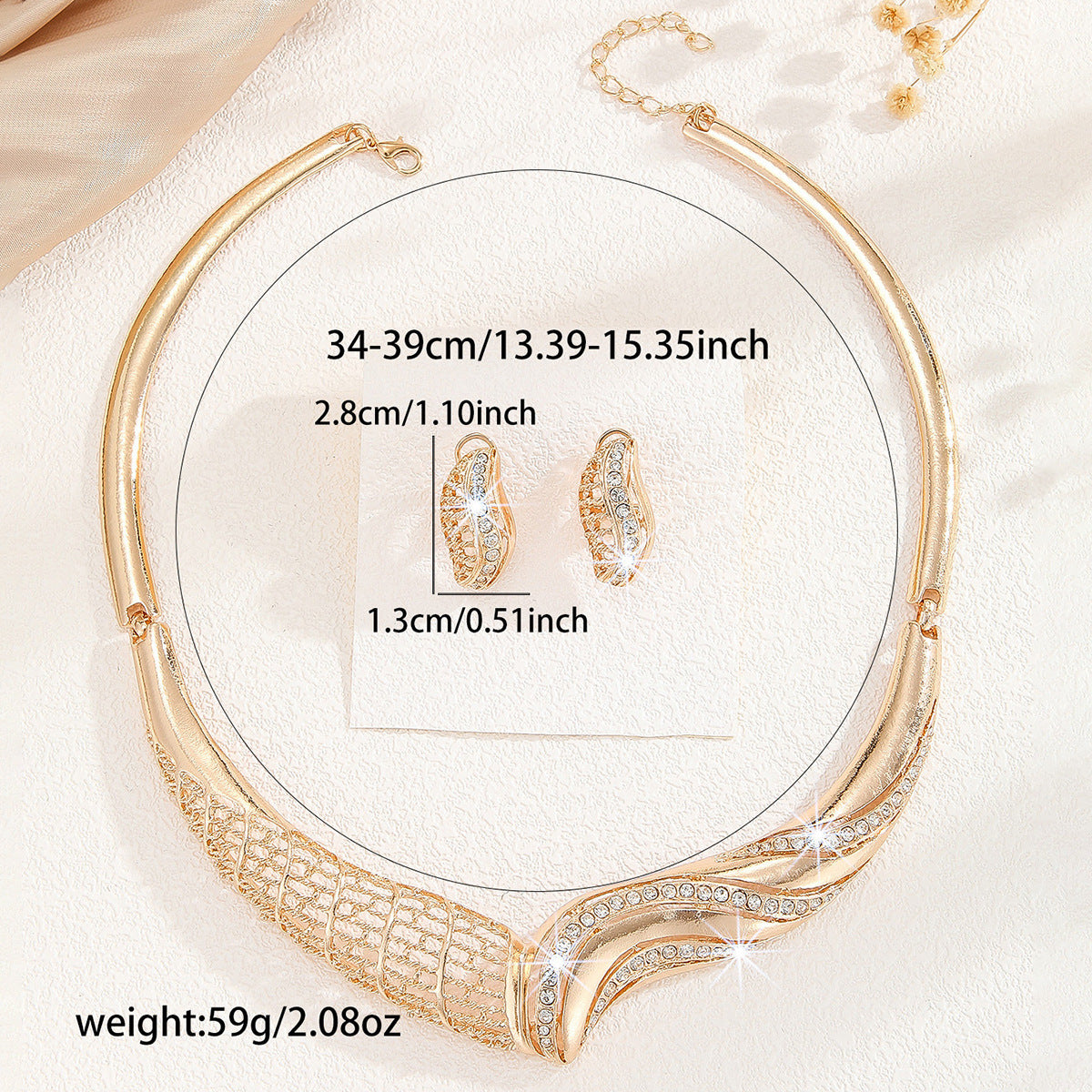 Metal Moon Necklace And Earrings