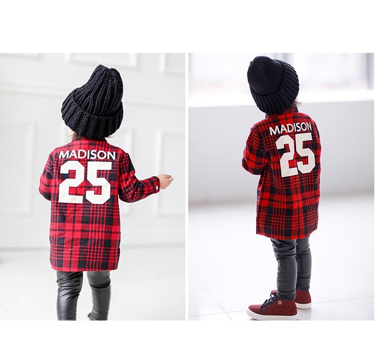 Mother and child red plaid shirt  outfit