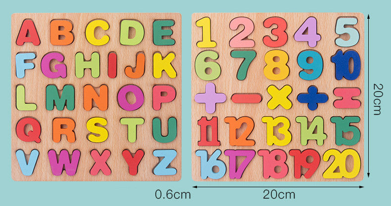 Wooden Numbers Letters Puzzle Board Educational Toys