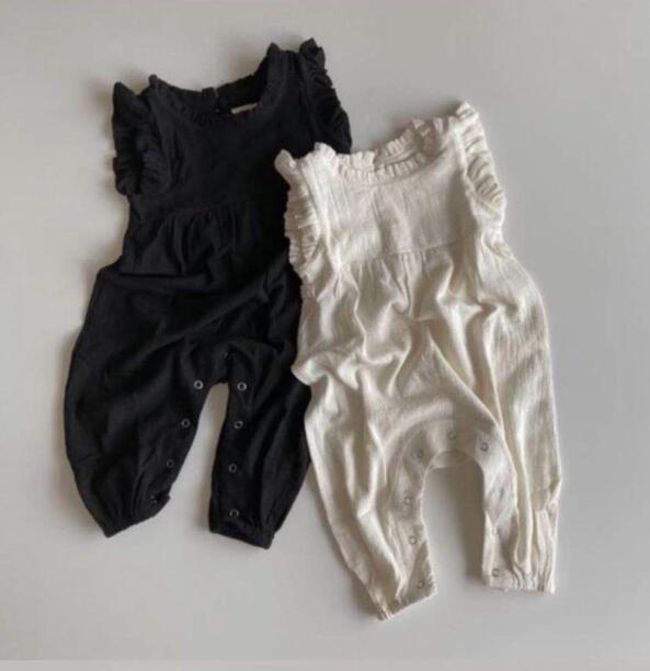 Casual Flounced Sleeve Lace  Cotton And Linen Romper
