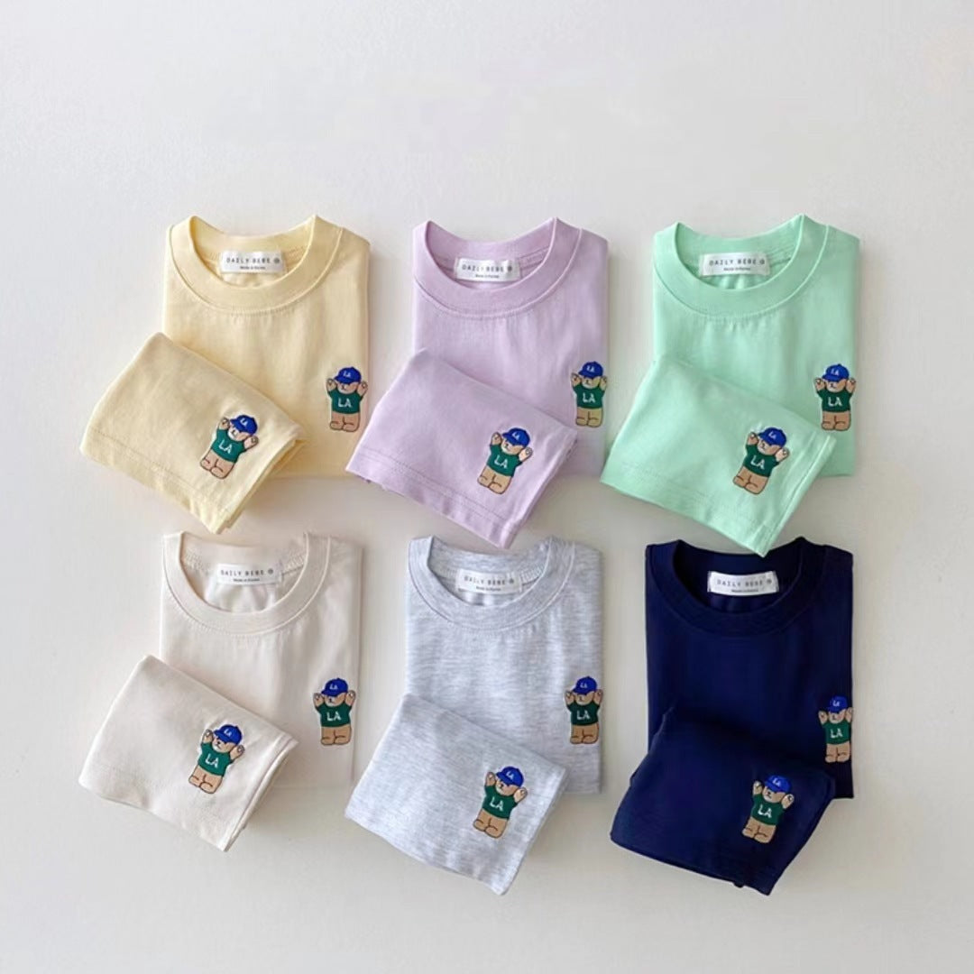 Cotton Casual Bear Short Sleeve Suit