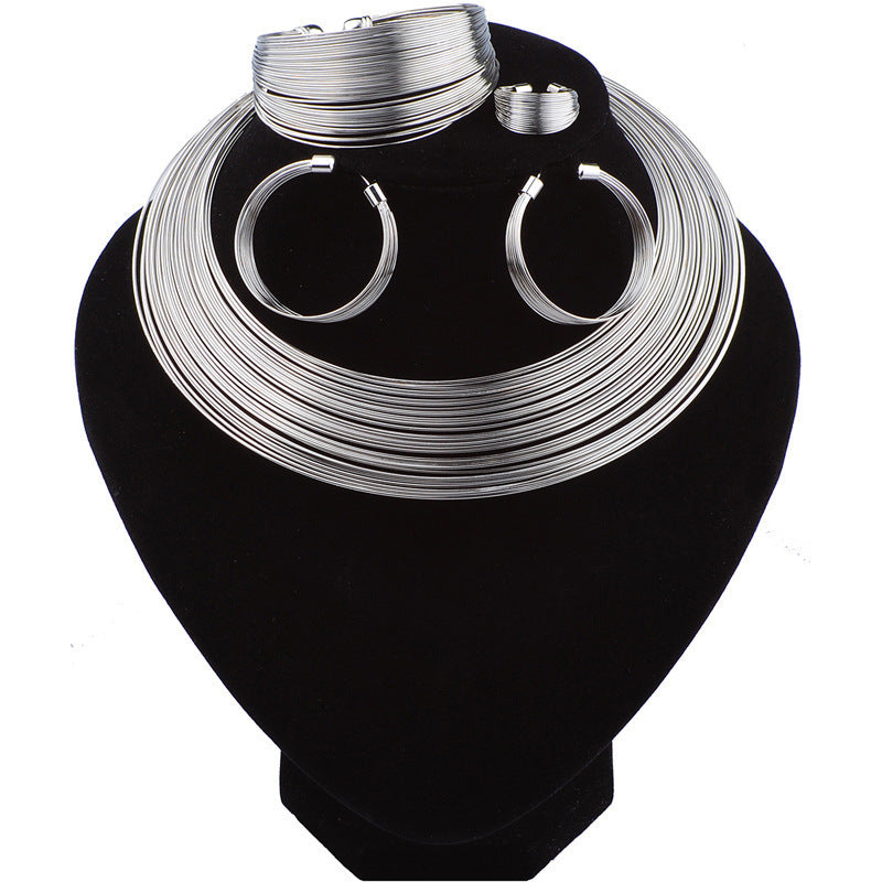 Stripe metal Earring Set