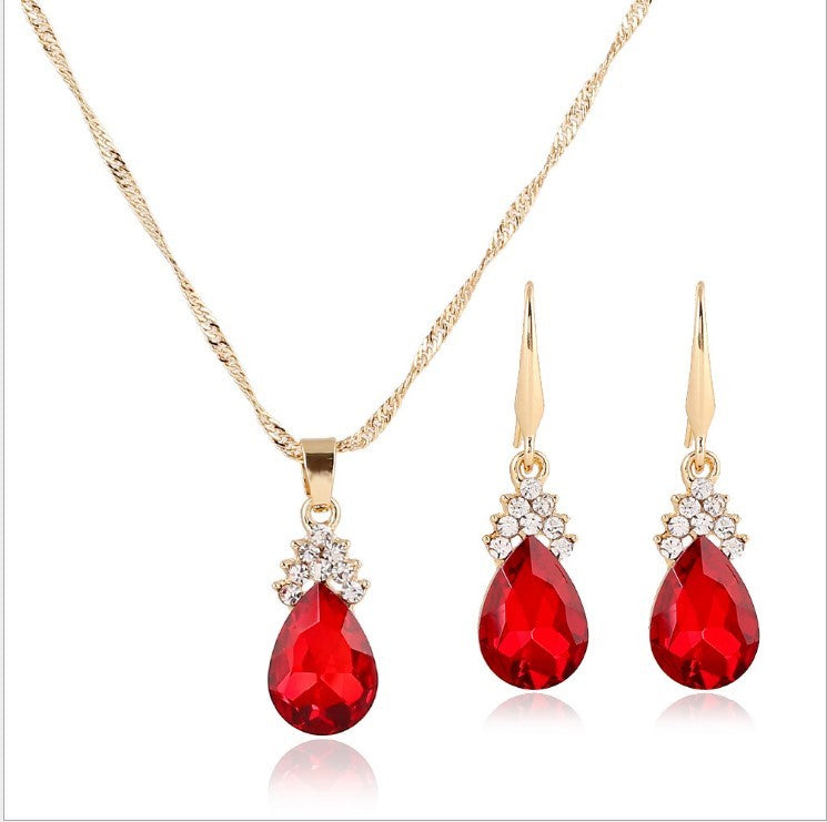 Diamond Crystal Necklace Earrings Set