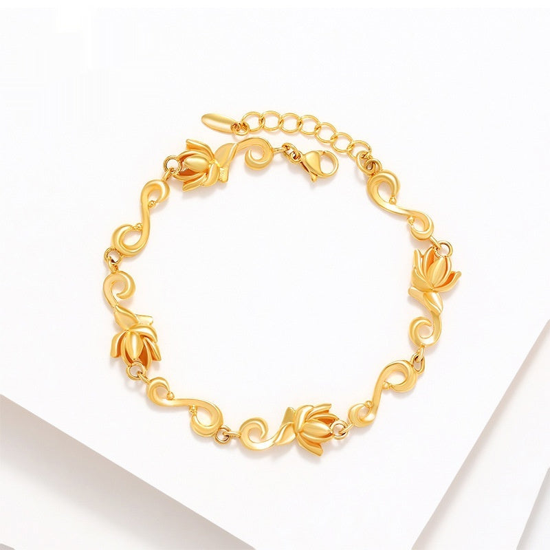 Alloy Plated Gloden Lotus Bracelet