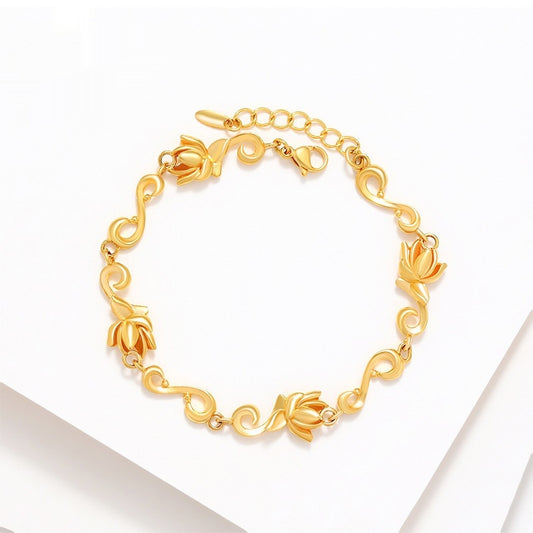 Alloy Plated Gloden Lotus Bracelet