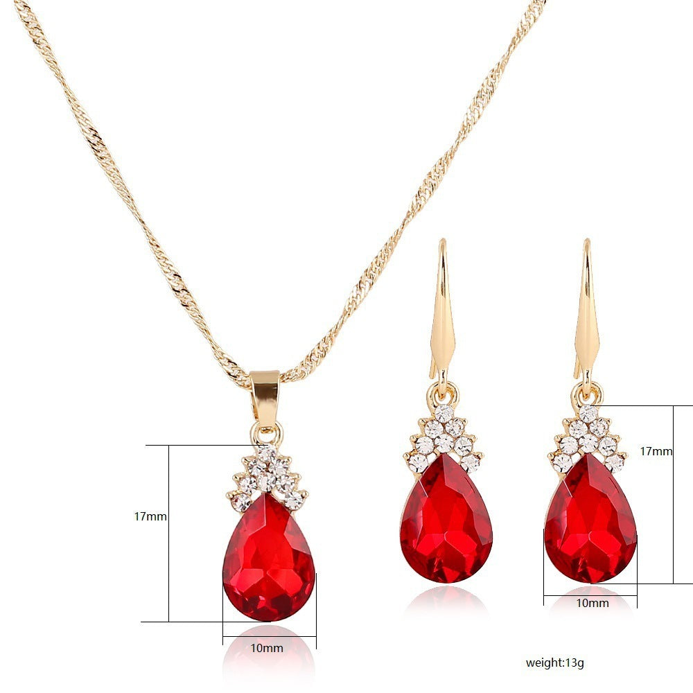 Diamond Crystal Necklace Earrings Set