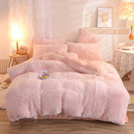 Luxury Thick Fleece Duvet Cover Winter Warm Bed Fluffy Plush Bedclothes