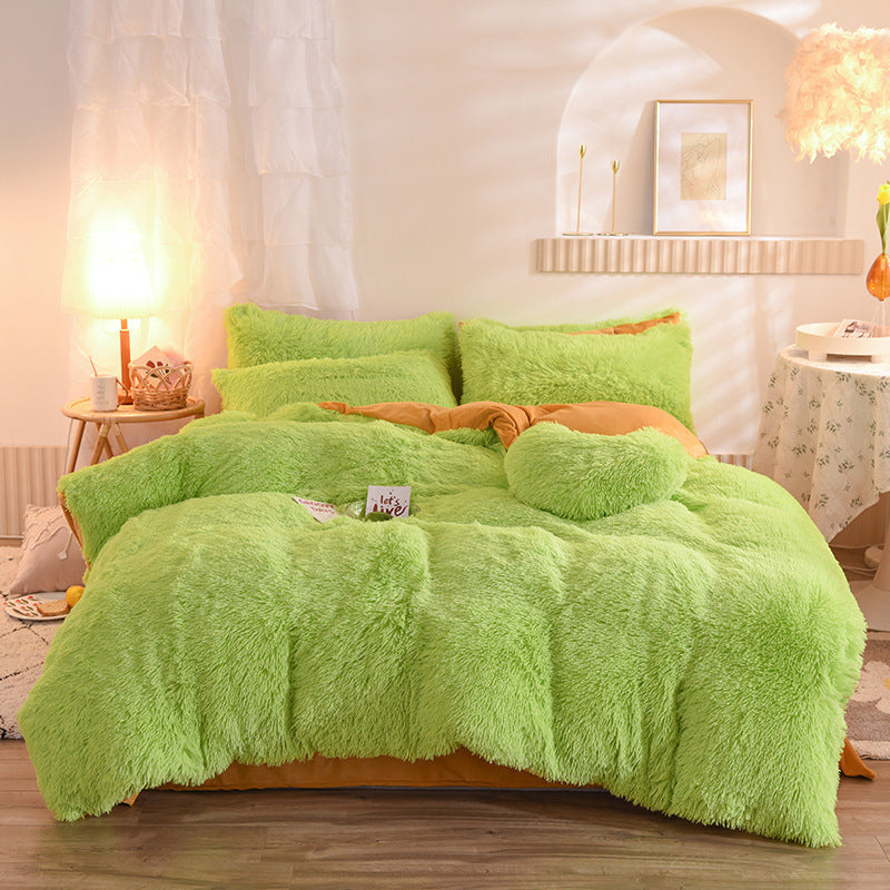 Luxury Thick Fleece Duvet Cover Winter Warm Bed Fluffy Plush Bedclothes