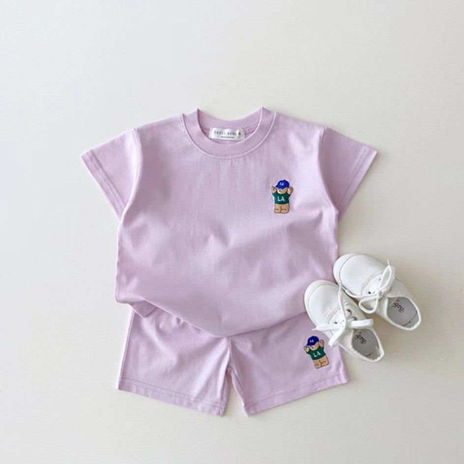 Cotton Casual Bear Short Sleeve Suit