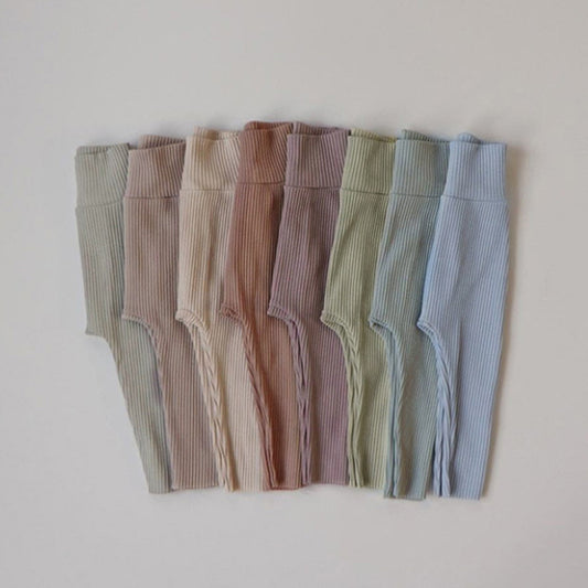 Leggings Girls Solid Color High-waisted Trousers