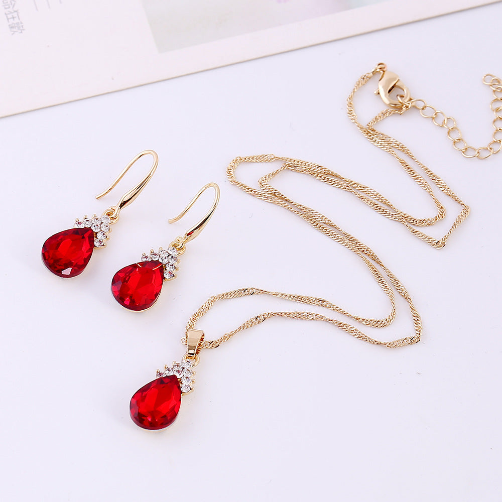 Diamond Crystal Necklace Earrings Set