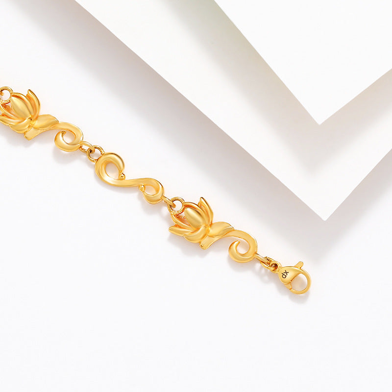 Alloy Plated Gloden Lotus Bracelet