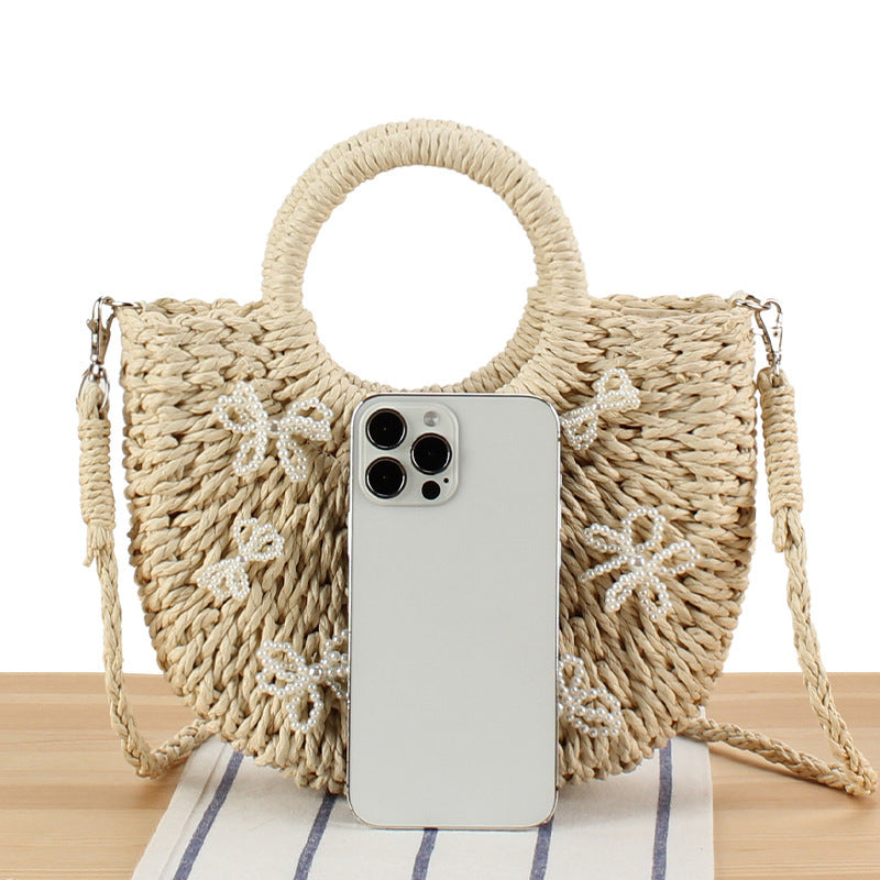 Semicircle Paper-string Woven Beach Handmade Bag