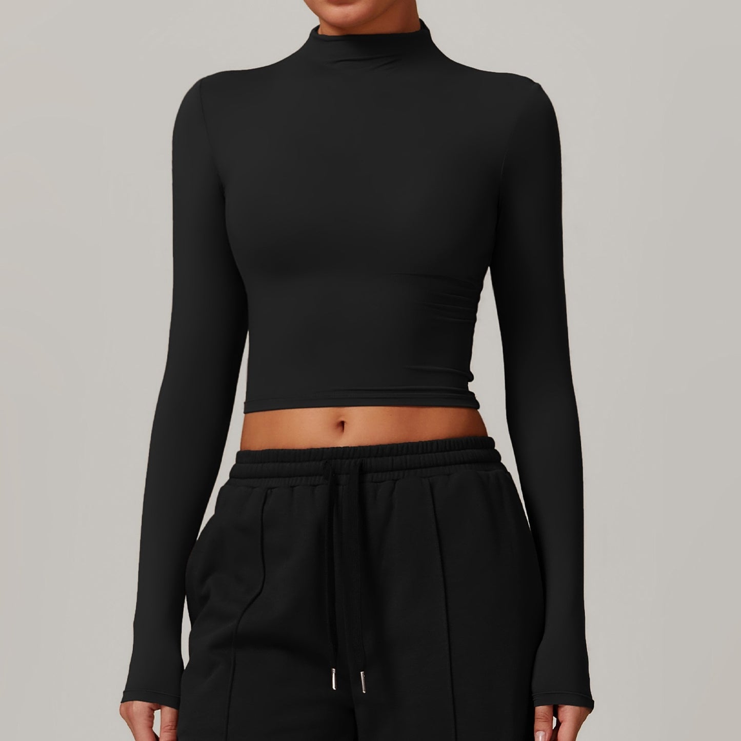 Long-sleeved Top High Collar Tight-fitting