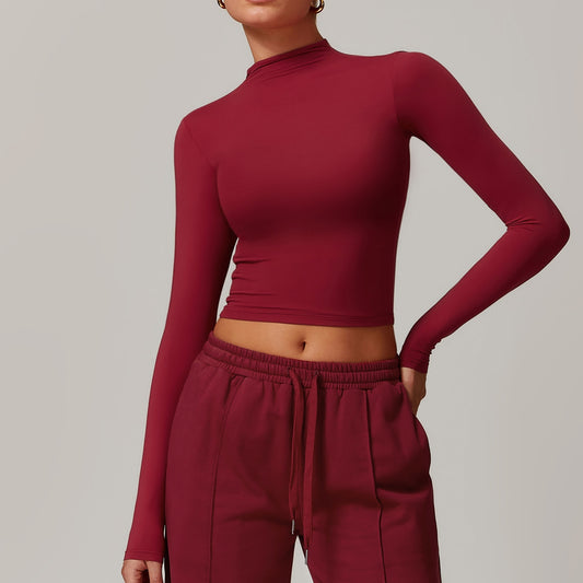 Long-sleeved Top High Collar Tight-fitting