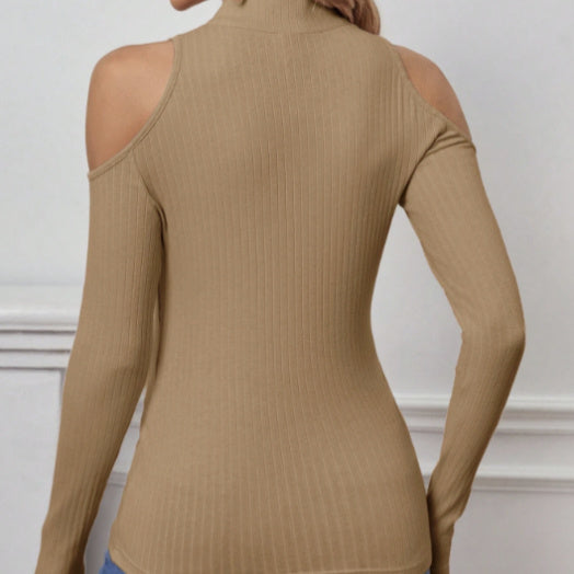 Long Sleeved Off Shoulder Zipper Design