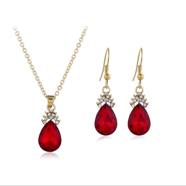 Diamond Crystal Necklace Earrings Set