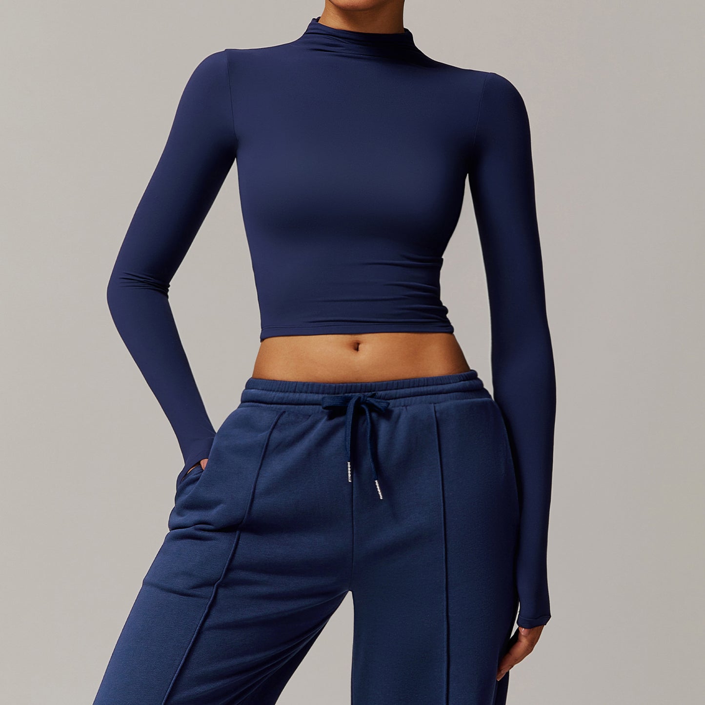 Long-sleeved Top High Collar Tight-fitting