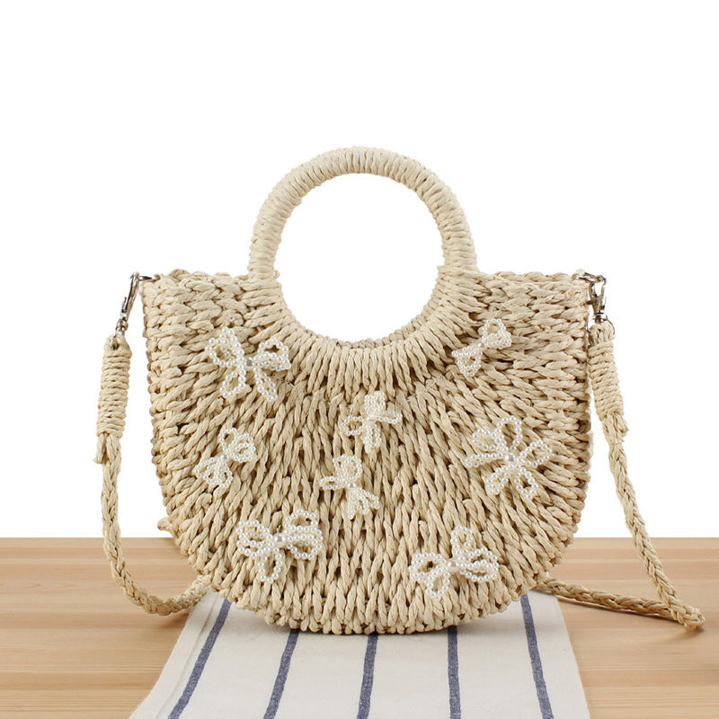 Semicircle Paper-string Woven Beach Handmade Bag