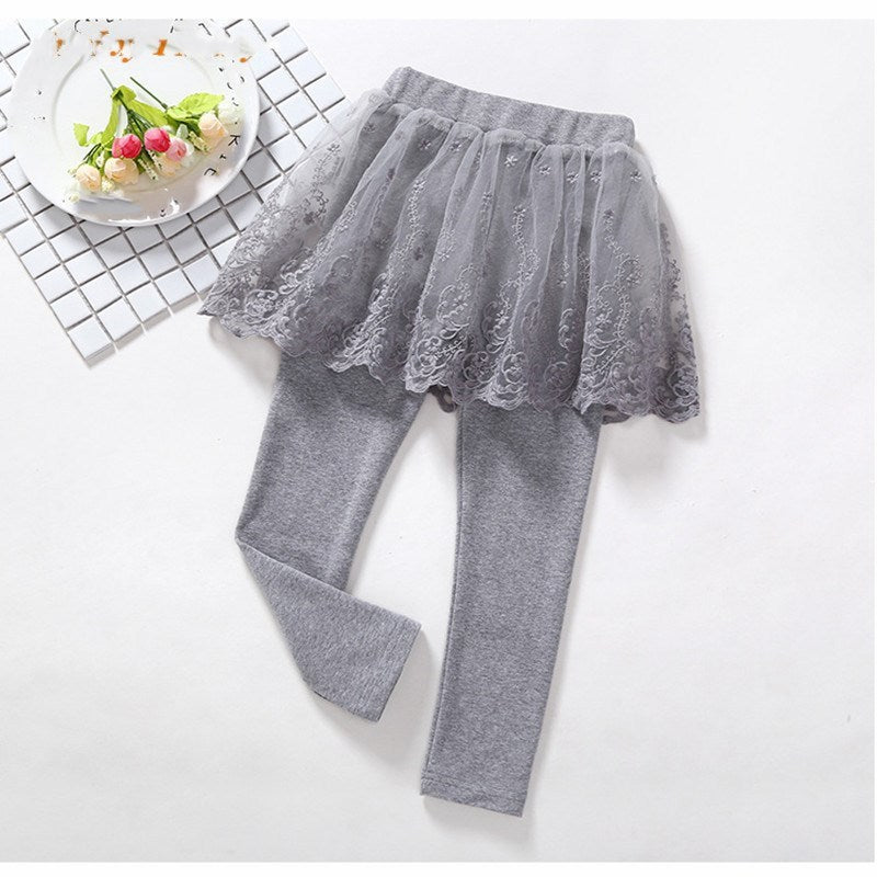 Girls Leggings Cotton Lace Skirt Pants