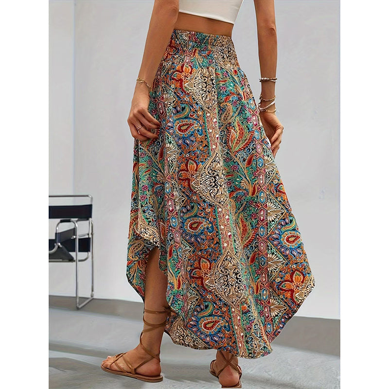 Skirt Casual Summer Floral Print Beach Long Skirt