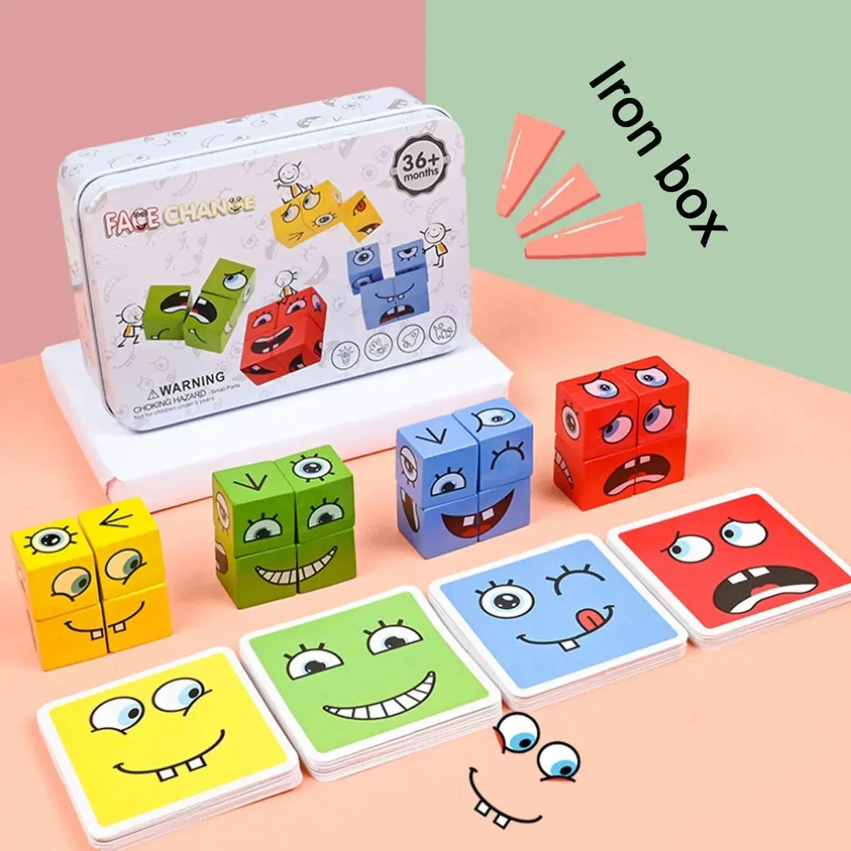 Wooden Expressions Toy Wooden Magic Cube Face
