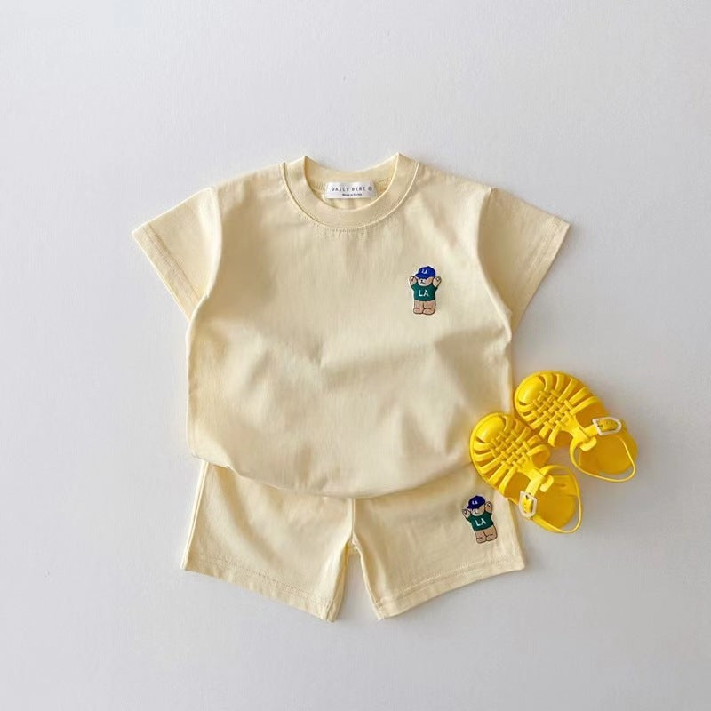 Cotton Casual Bear Short Sleeve Suit